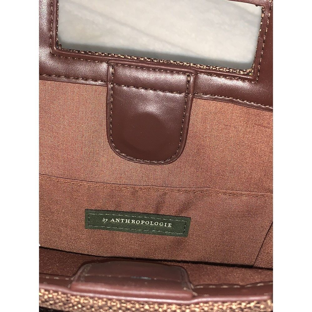 Anthropologie Crossbody Bag Womens Brown Woven Adjustable‎ Handle Spacious Beach - Picture 5 of 5